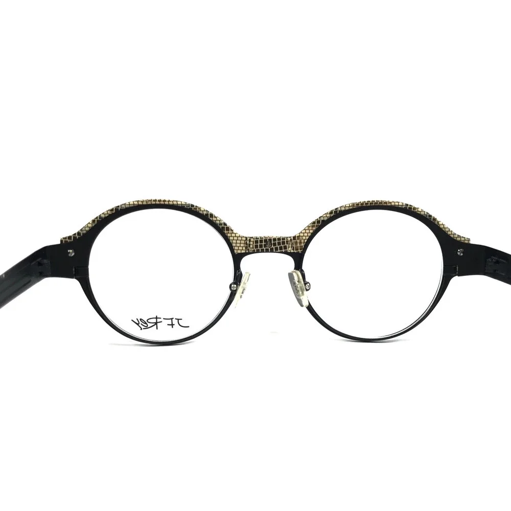 J.F. Rey Eyeglasses Frames JF2570 0090 Black Python Beige Round 45-21-142